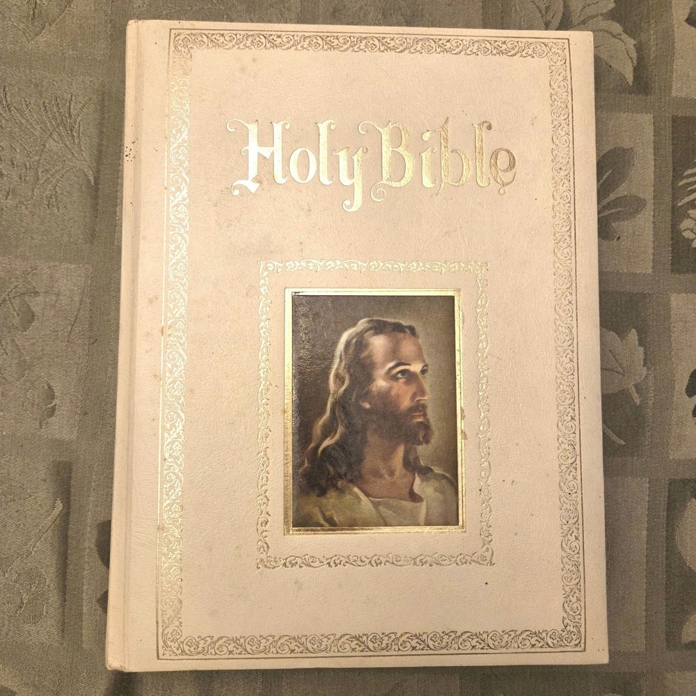 Vintage 1978 Regency Holy Bible KJV Red Letter Illustrated Family Bible